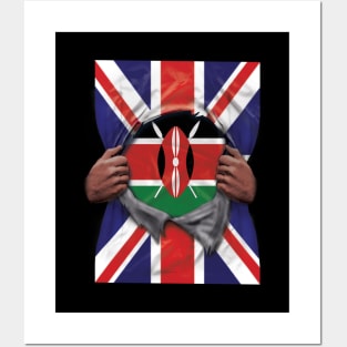 Kenya Flag Great Britain Flag Ripped - Gift for Kenyan From Kenya Posters and Art